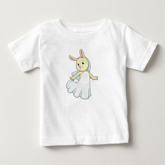 ヴェールを被った花嫁のウサギ ベビーTシャツ (正面)