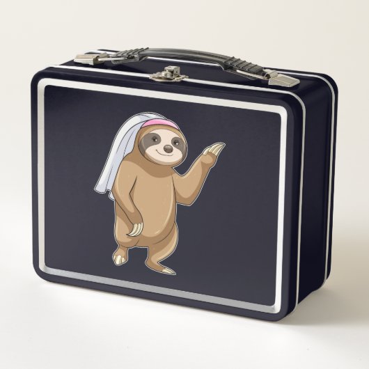 ヴェールを被った花嫁のナマケモノ メタルランチボックス (正面)