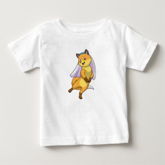 ヴェールを被った花嫁の狐 ベビーTシャツ (正面)