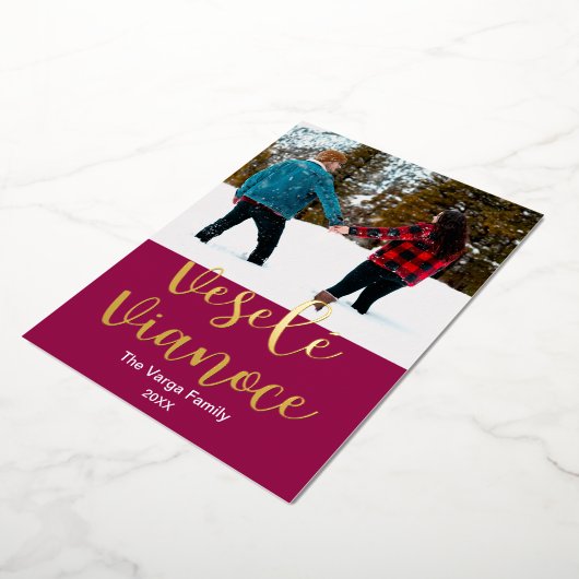 ヴェーレ・ヴィアノーチェ、スロバキアのメリークリスマスエレガント。 箔シーズンカード (回転した状態)