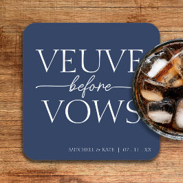 ヴェーヴウィーヴズネイビーブルー&ホワイトブライダルシャワー スクエアペーパーコースター