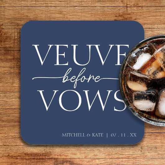 ヴェーヴウィーヴズネイビーブルー&ホワイトブライダルシャワー スクエアペーパーコースター