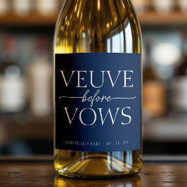 ヴェーヴウィーヴズネイビーブルー&ホワイトブライダルシャワー スパークリングワインラベル