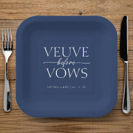 ヴェーヴウィーヴズネイビーブルー&ホワイトブライダルシャワー ペーパープレート