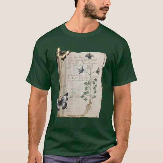 ヴォイニッチ手稿 変更ページ Butterfly Botanic Tシャツ (正面)