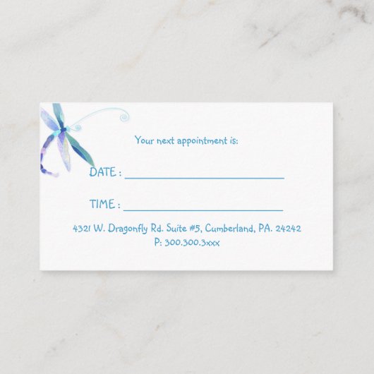 ヴォギッシュドラゴンフライマッサージ+スパアポイントメントカード 予約カード (裏面)