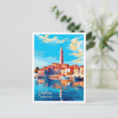 ヴォダイスクロアチアヴィンテージ旅行イラストレーション ポストカード (スタンド正面)