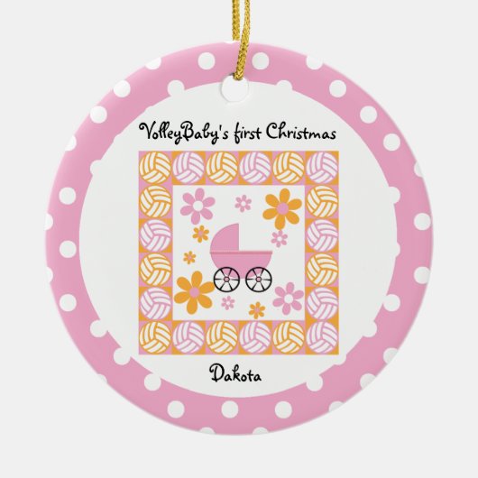 ヴォリーベイビー初めてのクリスマスピンクオーナメント セラミックオーナメント (正面)