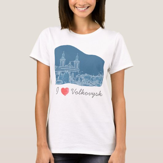 ヴォルコビスクベラルーシ建築大聖堂が大好き Tシャツ (正面)