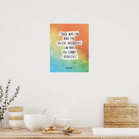 ヴォルテール引用文ポスターヒューマニズム世俗主義者 ポスター (キッチン)