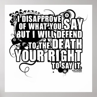 ヴォルテール引用文(B&W) ポスター