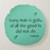 ヴォルテール感動的引用文 ラウンドクッション (正面)