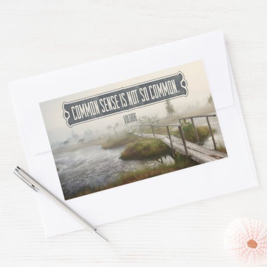 ヴォルテール感動的引用文「常識」 長方形シール (封筒)