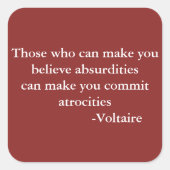 ヴォルテール警告引用文 スクエアシール (正面)