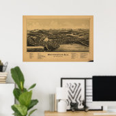 ヴォルフェボロニューハンプシャー1889アンティークパノラママップ ポスター (ホームオフィス)