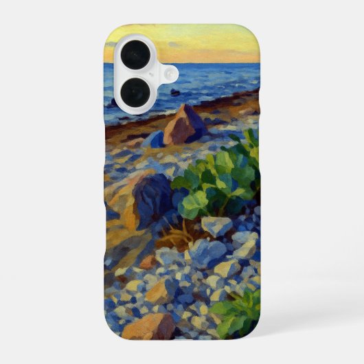 ヴォルムシ島の海岸の夕景 iPhone 16ケース (裏面)