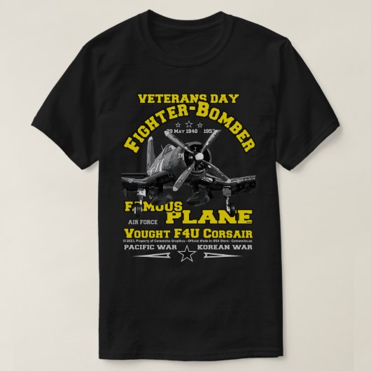 ヴォルF4Uコルセア第2次世界大戦戦闘機 Tシャツ (デザイン正面)
