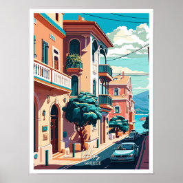 ヴォロスギリシャ旅行ヴィンテージイラストレーション ポスター