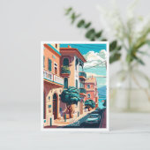 ヴォロスギリシャ旅行ヴィンテージイラストレーション ポストカード (スタンド正面)