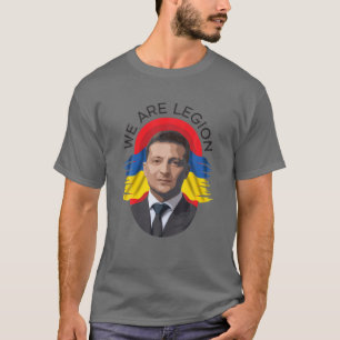 ヴォロディワーミッシュゼレンスキー大統領とのウクライナ国旗 Tシャツ