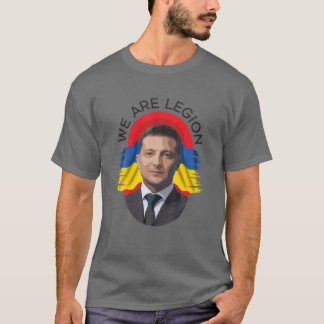 ヴォロディワーミッシュゼレンスキー大統領とのウクライナ国旗 Tシャツ