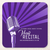 ヴォーカル・リサイタルクラシック・マイク・ミュージック・パープル スクエアペーパーコースター (正面)