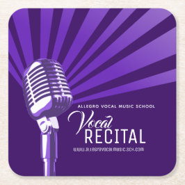 ヴォーカル・リサイタルクラシック・マイク・ミュージック・パープル スクエアペーパーコースター