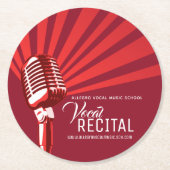 ヴォーカル・リサイタルクラシック・マイク・ミュージック・レッド ラウンドペーパーコースター (正面)