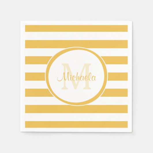 ヴォーグブライトイエローラグビーストライプパーティー名 スタンダードカクテルナプキン (正面)