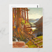 ヴォージュ山脈、木造ブリッジ、フランス ポストカード (正面/裏面)