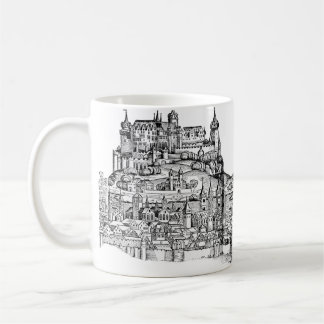 ヴュルツブルク バイエルン州 都市景観 ミニマリスト ラインアート コーヒーマグカップ