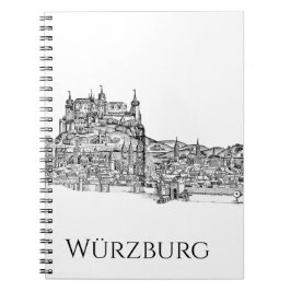 ヴュルツブルク バイエルン州 都市景観 ミニマリスト ラインアート ノートブック
