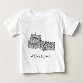 ヴュルツブルク バイエルン州 都市景観 ミニマリスト ラインアート ベビーTシャツ