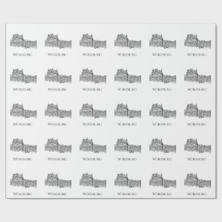 ヴュルツブルク バイエルン州 都市景観 ミニマリスト ラインアート ラッピングペーパー