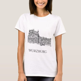 ヴュルツブルク バイエルン州 都市景観 ミニマリスト ラインアート Tシャツ
