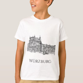 ヴュルツブルク バイエルン州 都市景観 ミニマリスト ラインアート Tシャツ