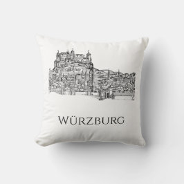 ヴューツブルク バイエルン州 都市景観 ミニマリスト ラインアート クッション