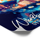 ヴルツブルクドイツのヴィンテージ旅行イラストレーション ポスター (角)