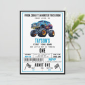 ヴルームズームモンスタートラックブーム | 1歳の誕生日パーティー 招待状 (スタンド正面)