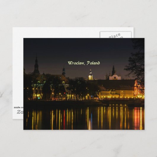 ヴロツワフ、ポーランドの街並み写真、夕暮れ ポストカード (正面/裏面)