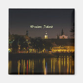 ヴロツワフ、ポーランドの街並み写真、夕暮れ マグネット (正面)