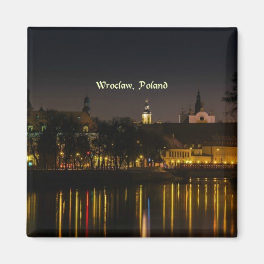 ヴロツワフ、ポーランドの街並み写真、夕暮れ マグネット (正面)