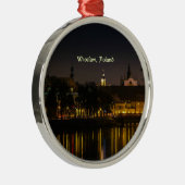 ヴロツワフ、ポーランドの街並み写真、夕暮れ メタルオーナメント (右)
