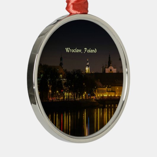 ヴロツワフ、ポーランドの街並み写真、夕暮れ メタルオーナメント (右)