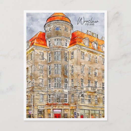 ヴロツワポーランドのヴィンテージ旅行水の色はがき ポストカード (正面)