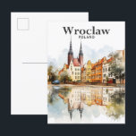 ヴロツワポーランド水絵を描色の旅行 ポストカード<br><div class="desc">ヴロツワポーランドウォーター絵を描カラーズトラベルイラストレーション</div>