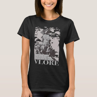 ヴロレヴロレアルバニアシティスカイラインシルエットアウトリン Tシャツ