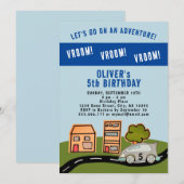 ヴームヴーム レース カー ロード ハウス ボーイ 誕生日 招待状 (正面/裏面)