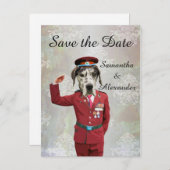 一おもしろい体化した軍隊犬は日付を保存 案内ポストカード (正面/裏面)