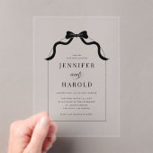 一お洒落つのフランスのアーチに黒い弓結婚 アクリル招待状 (インサイチュ (ポータブル))